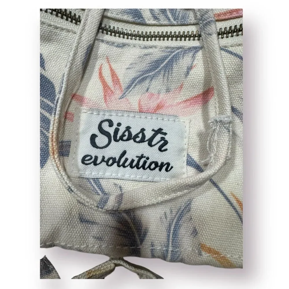 Sisstr Evolution Mini Backpack‎ Bag Knapsack Beige with Autumn Colored Leaves